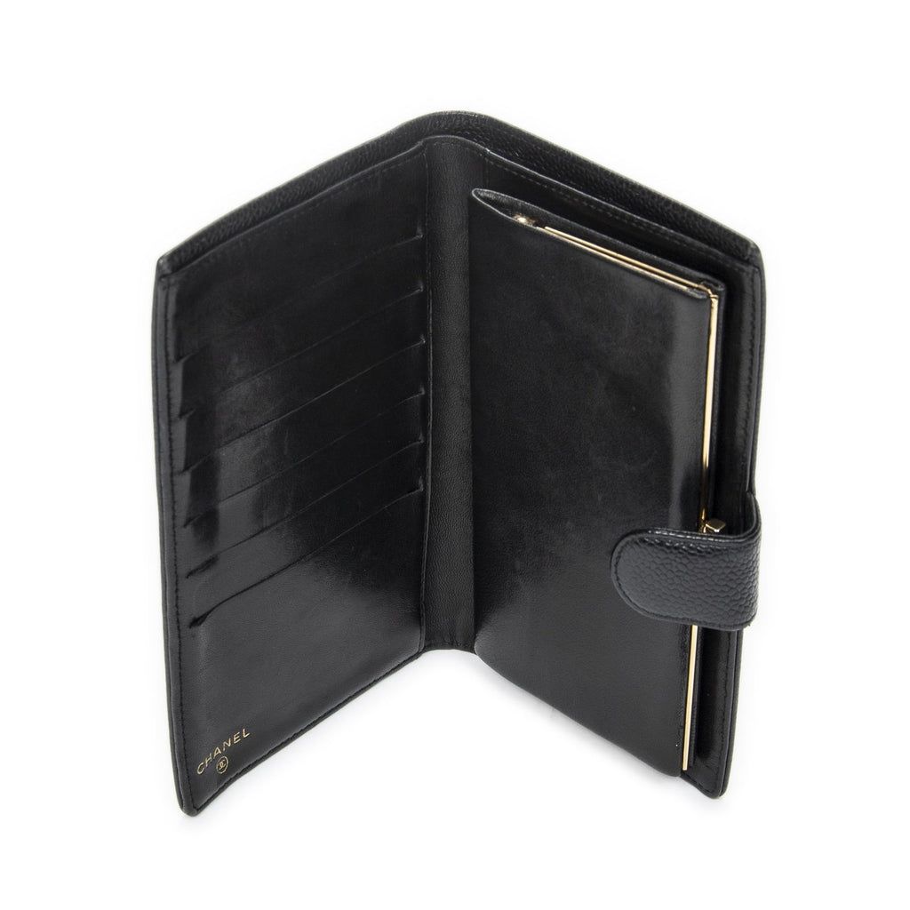 Chanel CC Timeless French Purse Wallet Black Caviar Leather — view 4