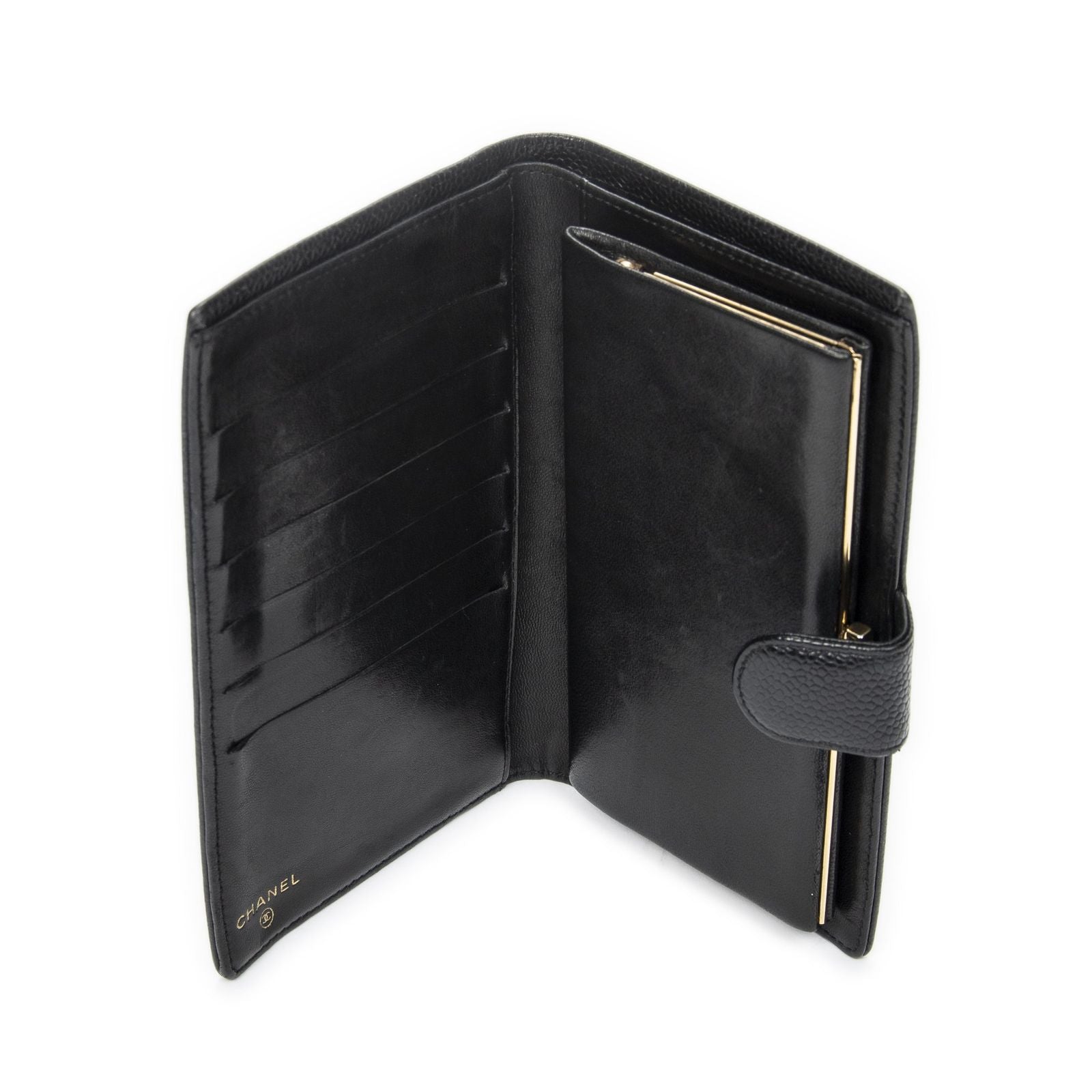 Chanel CC Timeless French Purse Wallet Black Caviar Leather — view 4