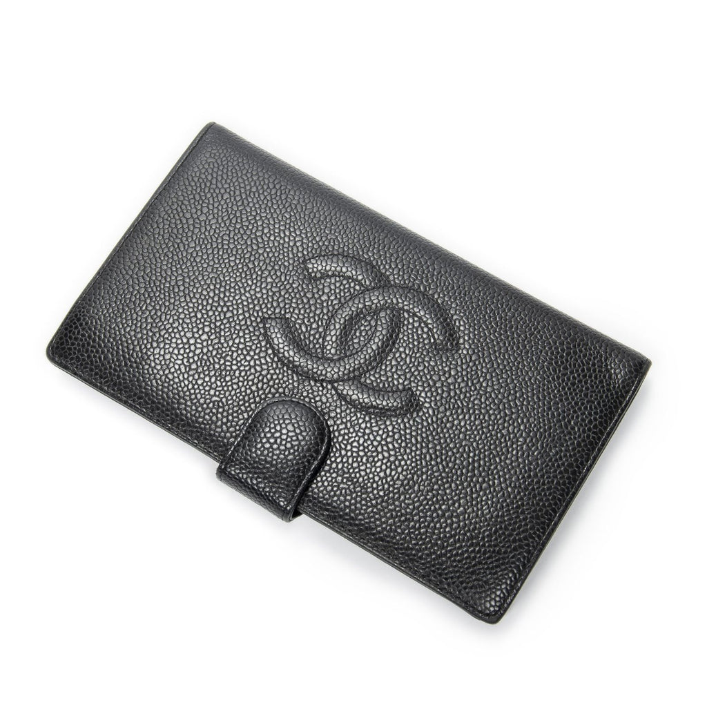 Chanel CC Timeless French Purse Wallet Black Caviar Leather