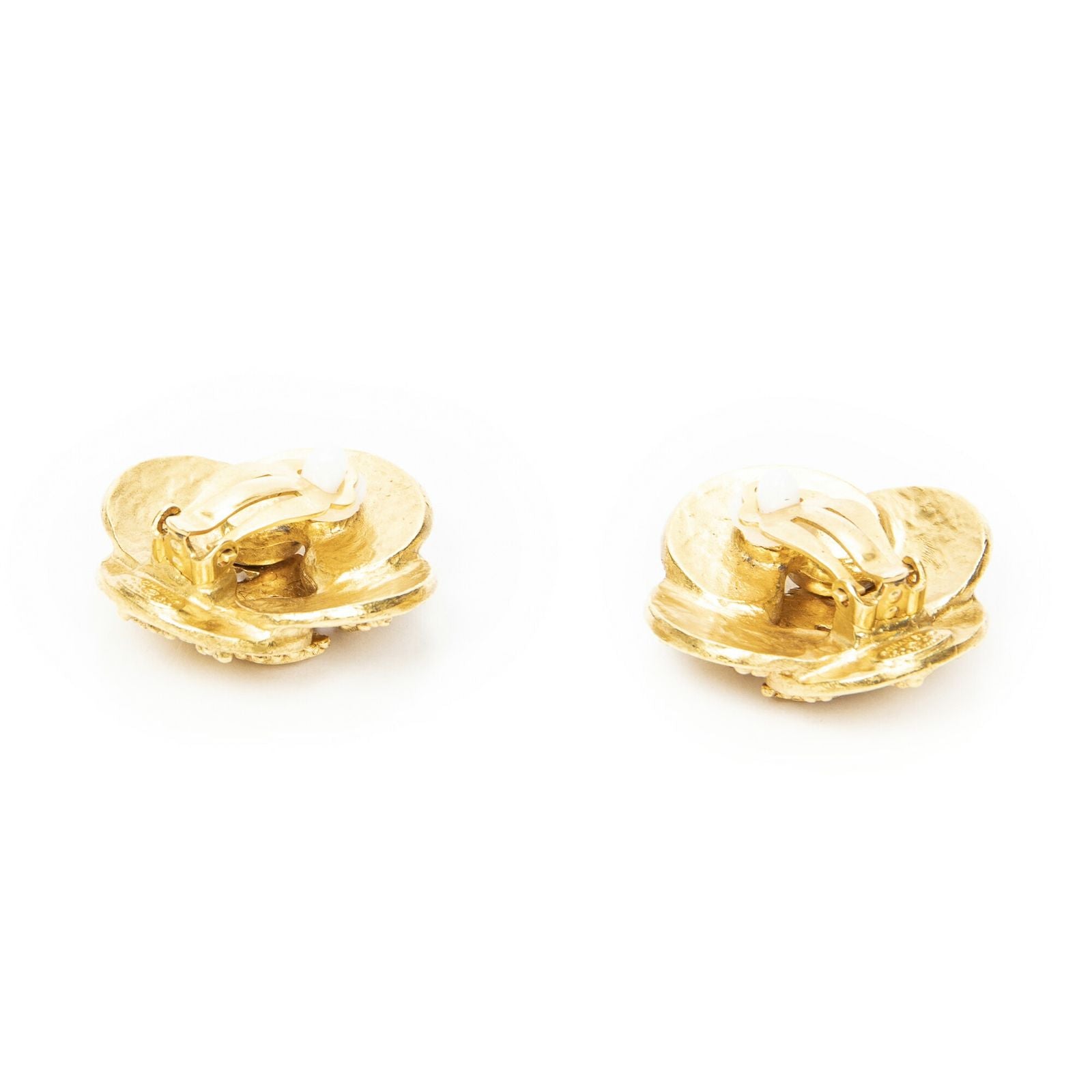 Chanel CC Clover Dangle Clip on Earrings Gold Plated — view 2