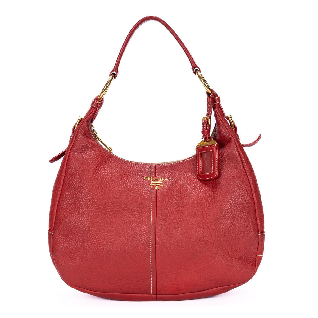 Prada Hobo Red Vitello Daino