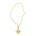 Chanel CC Logo Clover Pendant Chain Necklace Gold Plated