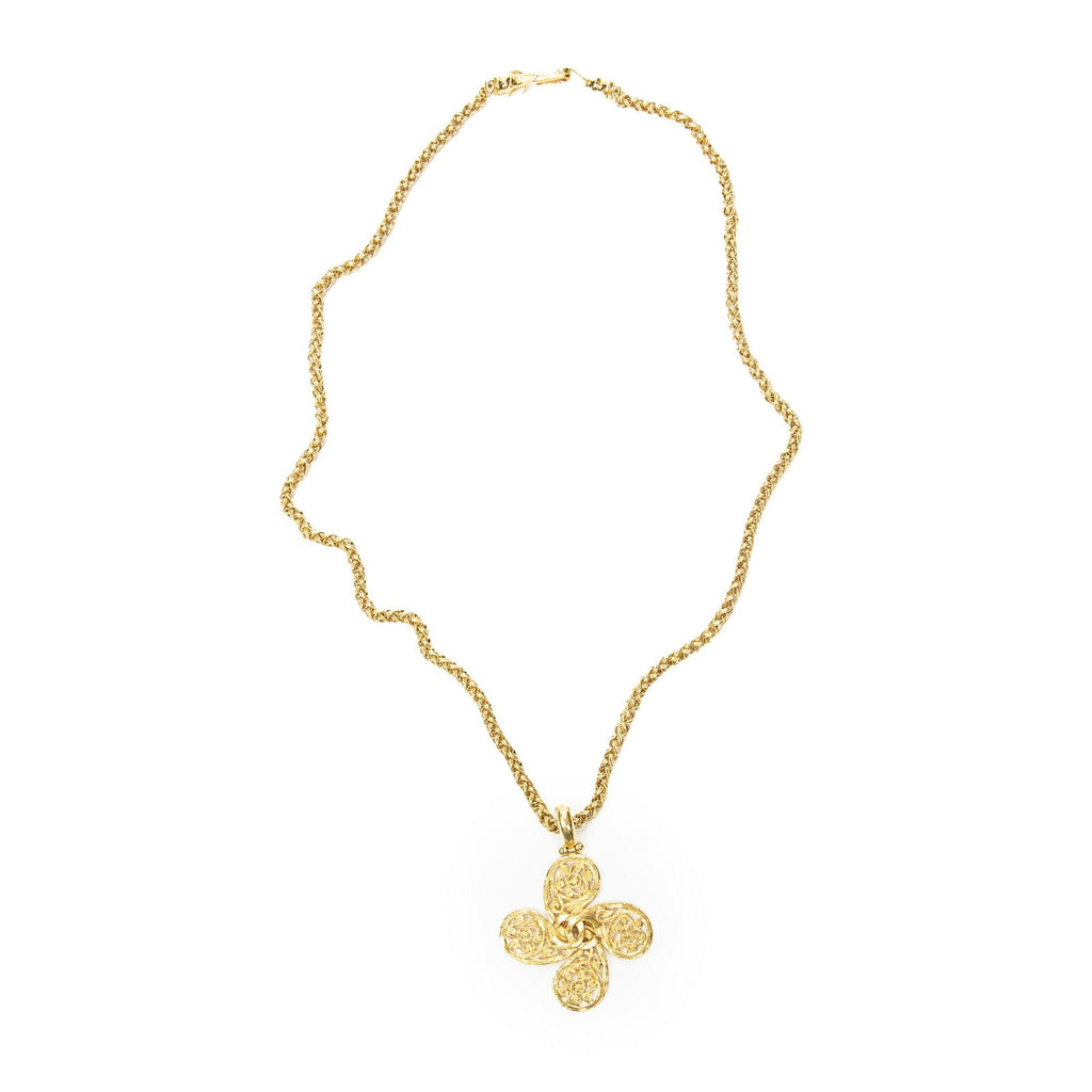 Chanel CC Paisley Pendant Gold Plated