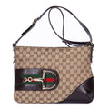 Gucci Horsebit Hasler Crossbody Beige Brown Monogram Canvas
