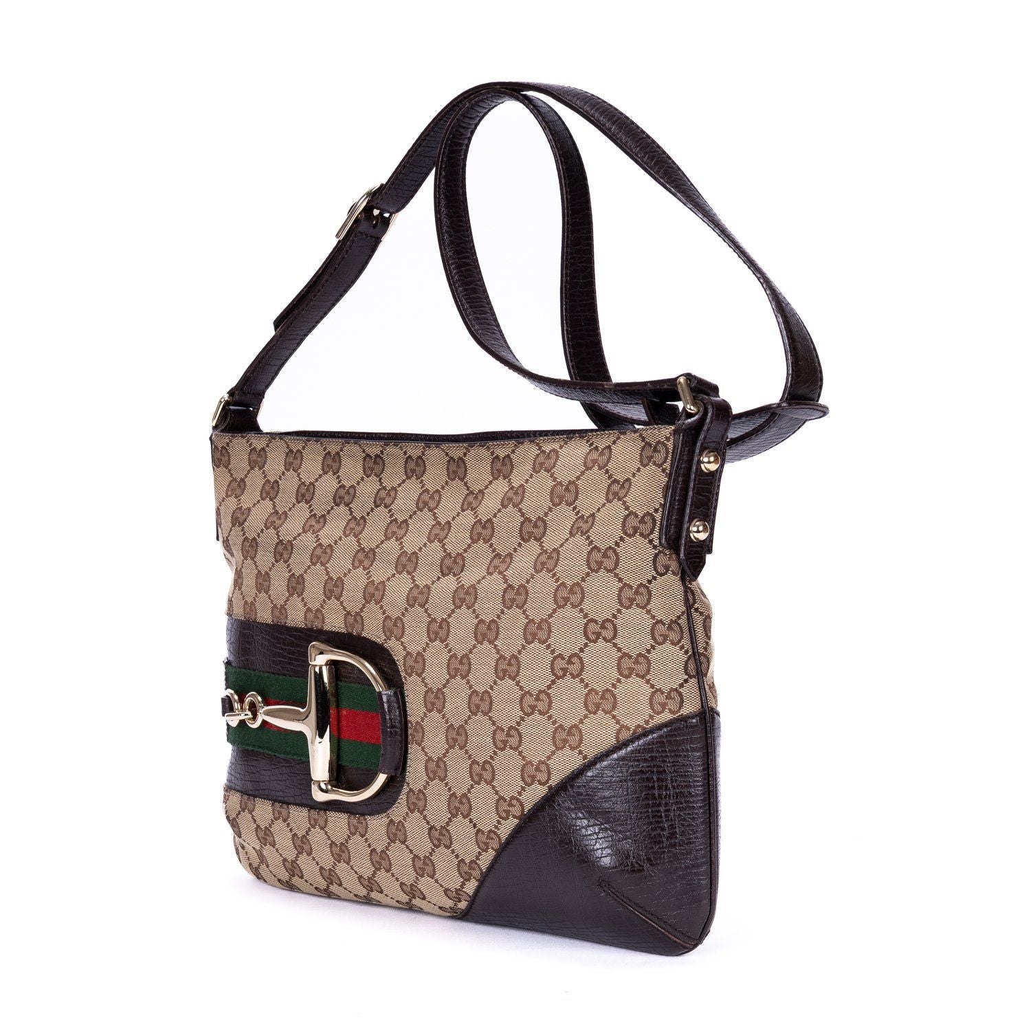 Gucci Horsebit Hasler Crossbody Beige Brown Monogram Canvas — view 2