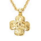 Chanel CC Logo Clover Pendant Chain Necklace Gold Plated — view 2