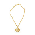 Chanel CC Logo Clover Pendant Chain Necklace Gold Plated
