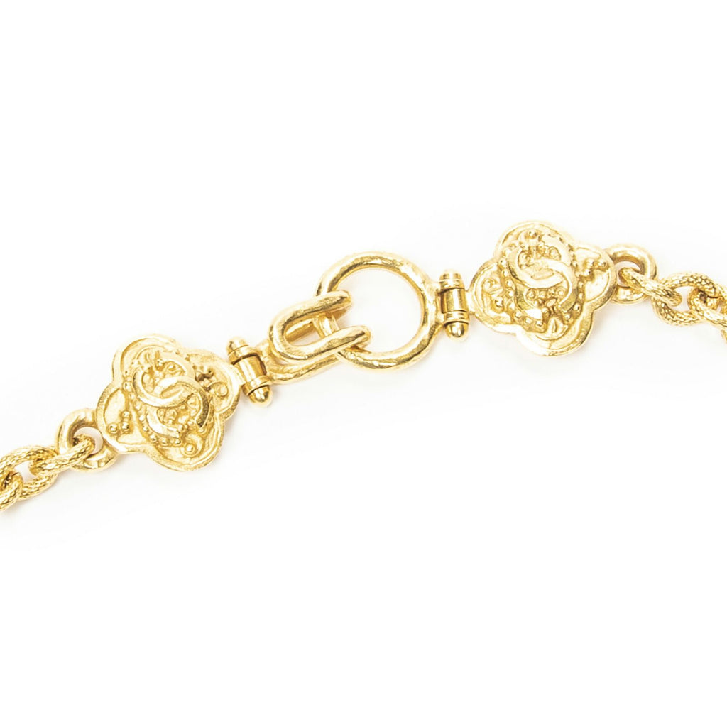 Chanel CC Logo Clover Pendant Chain Necklace Gold Plated — view 4
