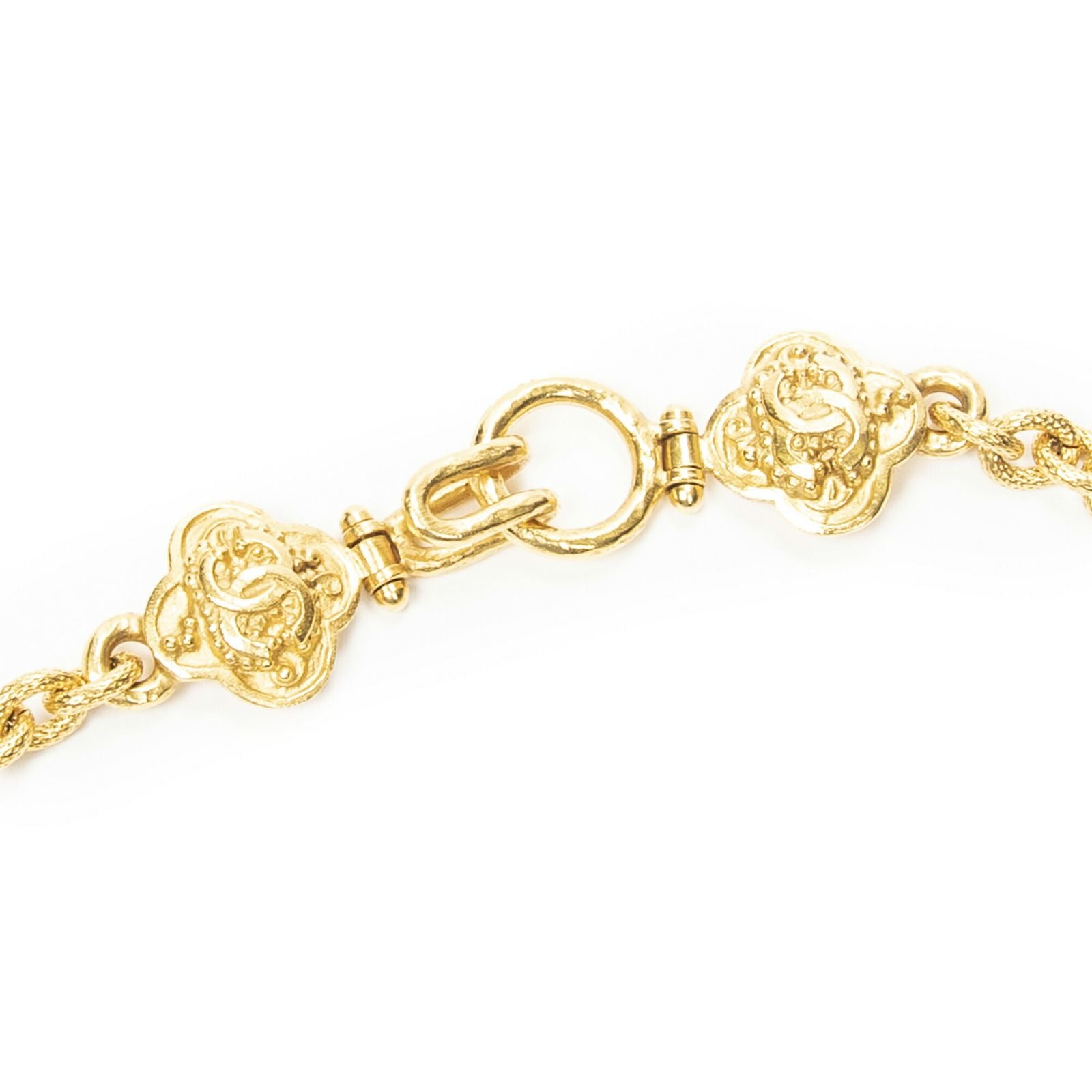 Chanel CC Logo Clover Pendant Chain Necklace Gold Plated — view 4
