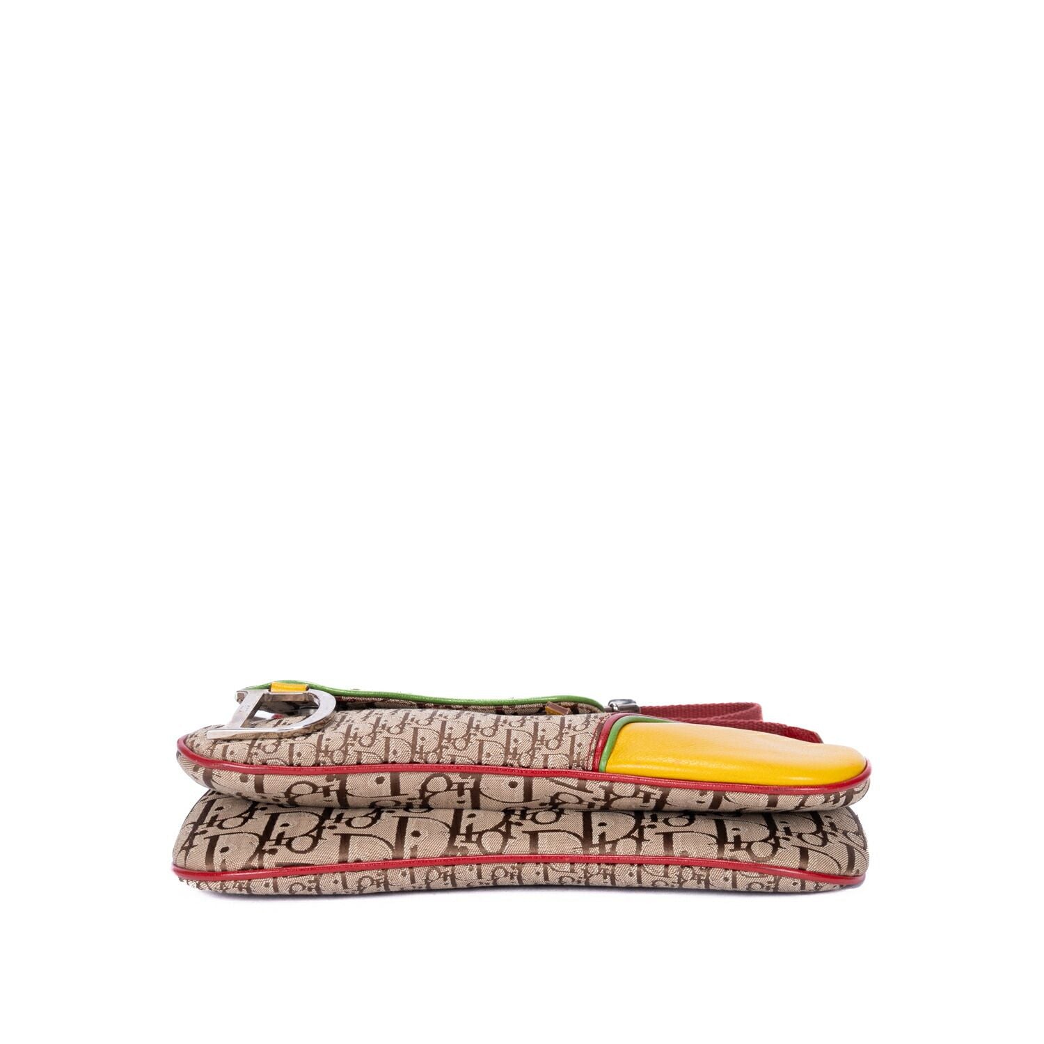 Dior Rasta Trotter Double Saddle Bag Beige Yellow Oblique Jacquard Canvas — view 6
