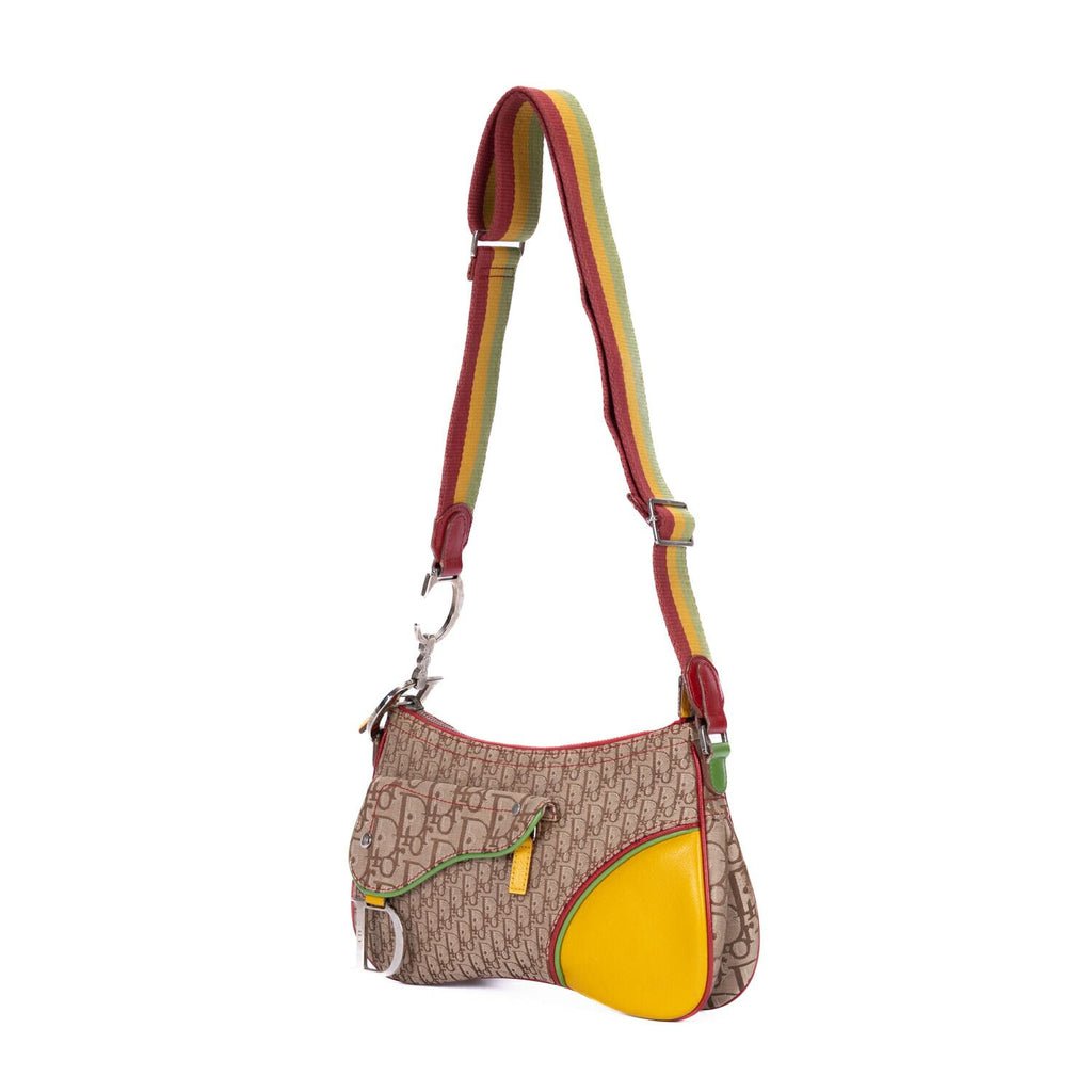Dior Rasta Trotter Double Saddle Bag Beige Yellow Oblique Jacquard Canvas — view 2