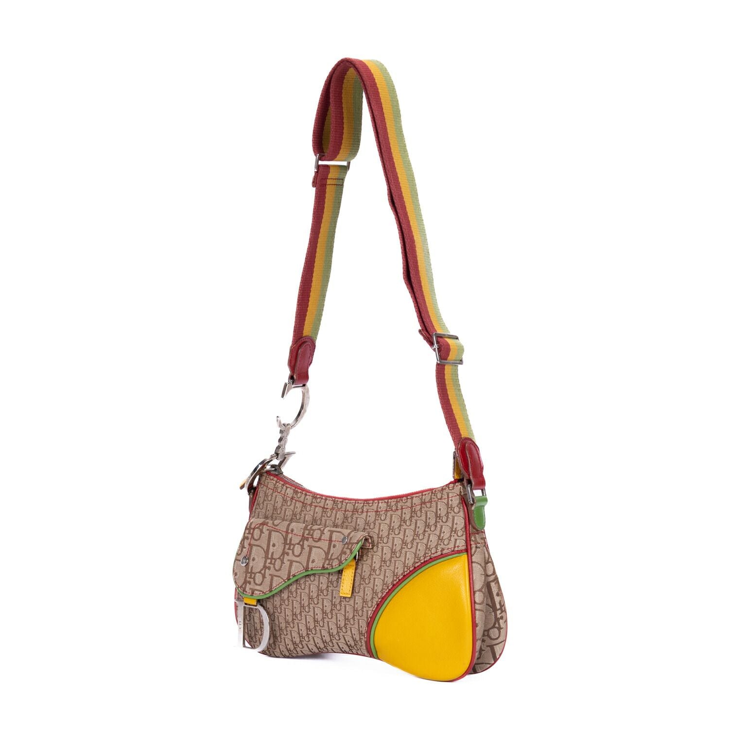 Dior Rasta Trotter Double Saddle Bag Beige Yellow Oblique Jacquard Canvas — view 2