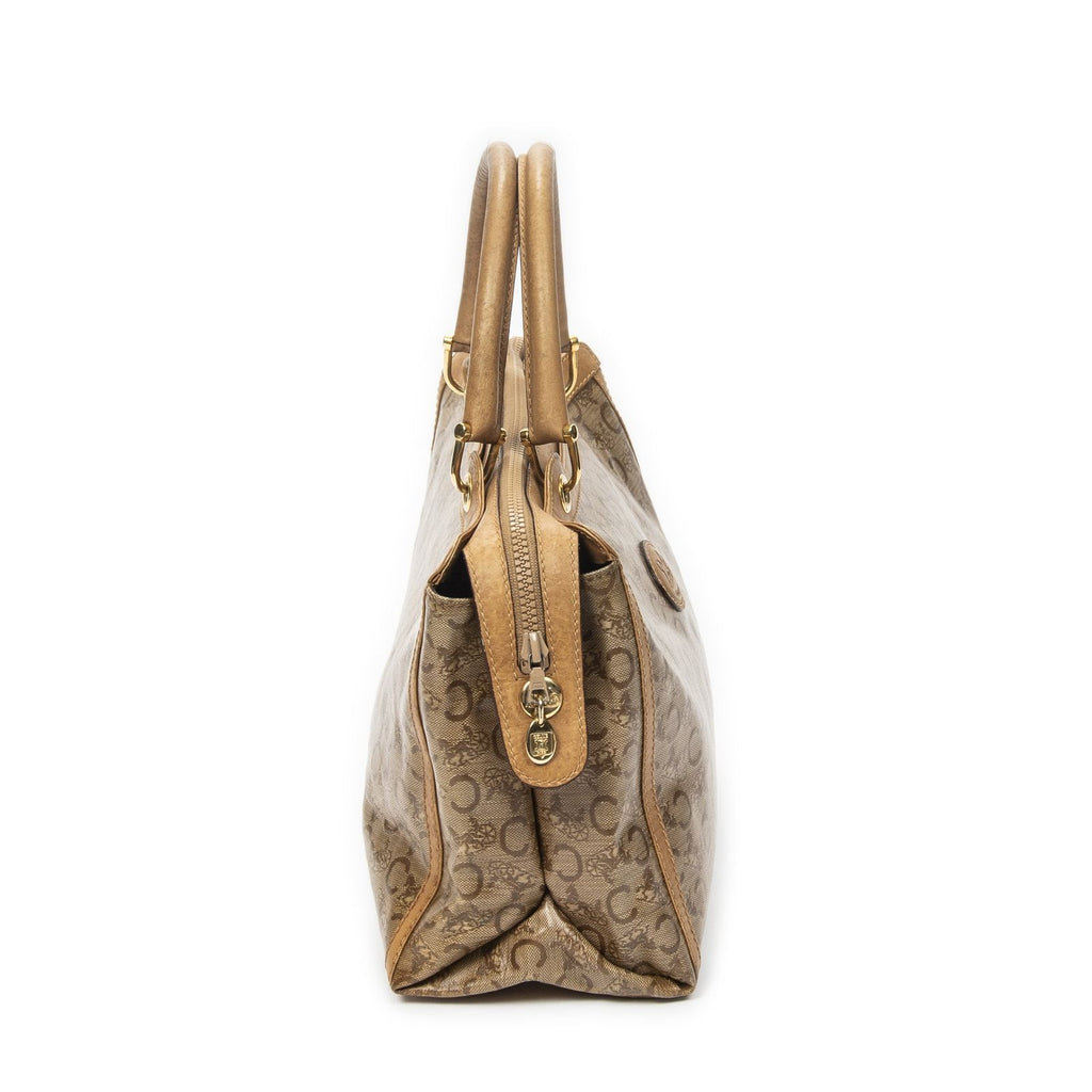 Celine Vintage Carriage Bowler Beige C Coated Canvasb Shoulder — view 4