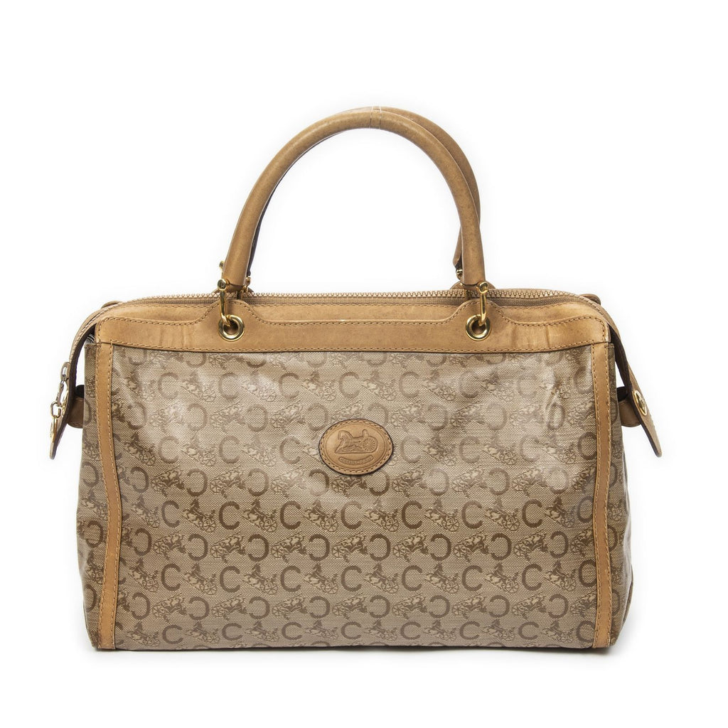 Celine Vintage Carriage Bowler Beige C Coated Canvasb Shoulder