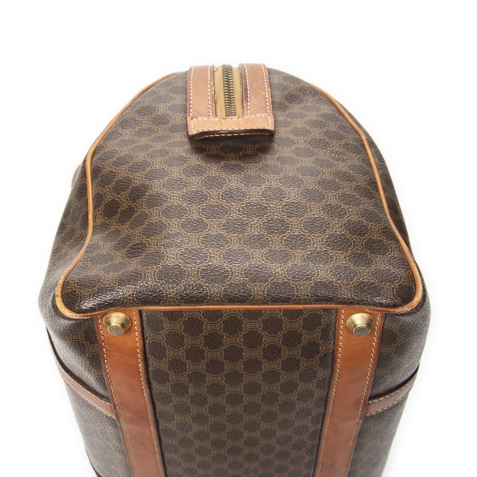 Celine Boston Brown Macadam Canvas Shoulder — view 8