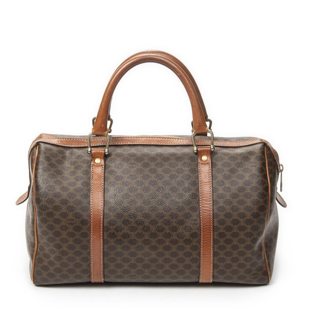 Celine Boston Brown Macadam Canvas Shoulder — view 5