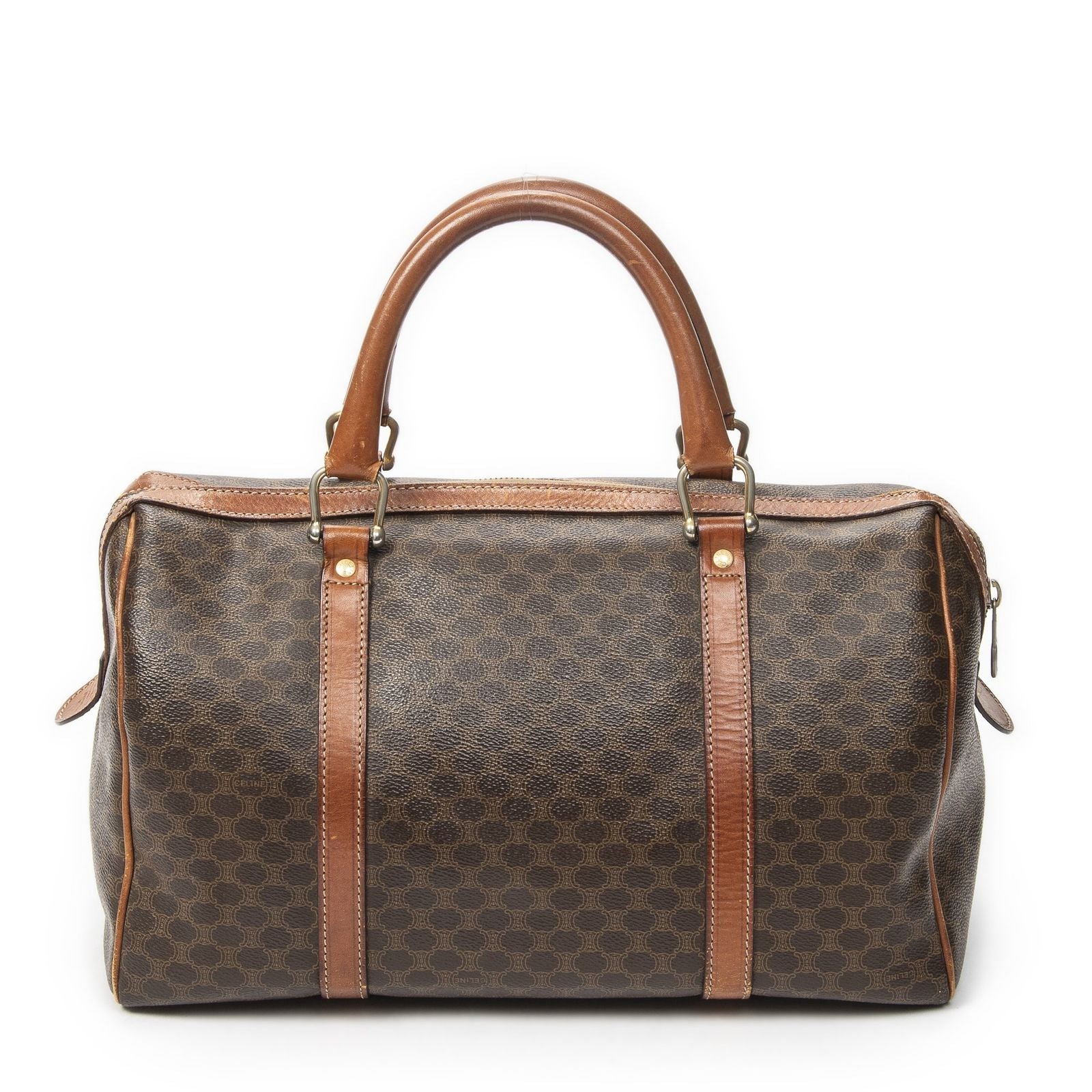 Celine Boston Brown Macadam Canvas Shoulder — view 5