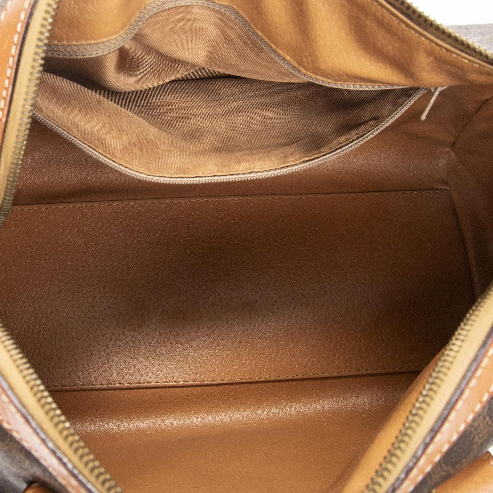 Celine Vintage Small Boston Brown Tan Macadam Canvas Shoulder — view 9