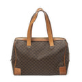 Celine Vintage Small Boston Brown Tan Macadam Canvas Shoulder