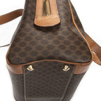 Celine Vintage Small Boston Brown Tan Macadam Canvas Shoulder — view 8