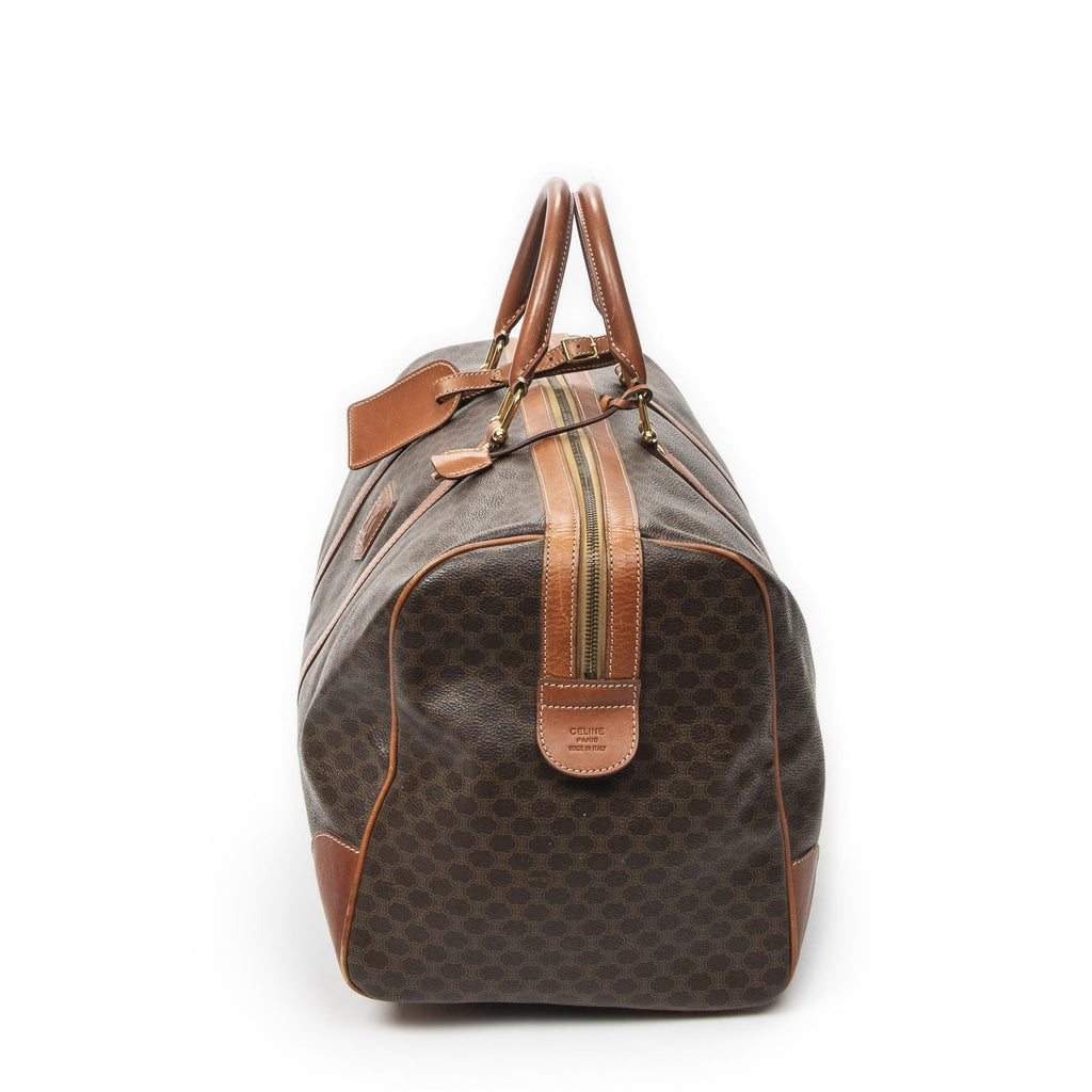 Celine Vintage Travel Boston Brown Macadam Canvas Shoulder — view 3