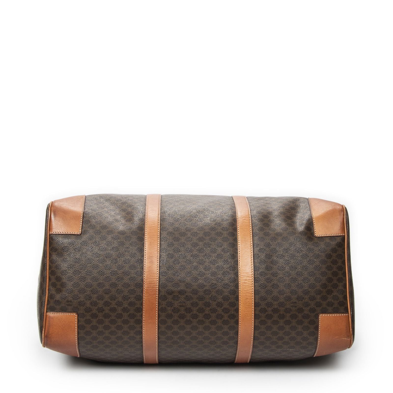 Celine Vintage Travel Boston Brown Macadam Canvas Shoulder — view 6