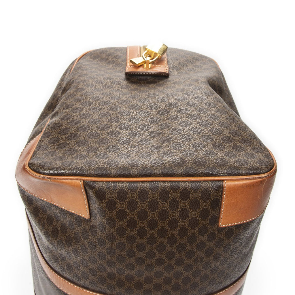 Celine Vintage Travel Boston Brown Macadam Canvas Shoulder — view 8
