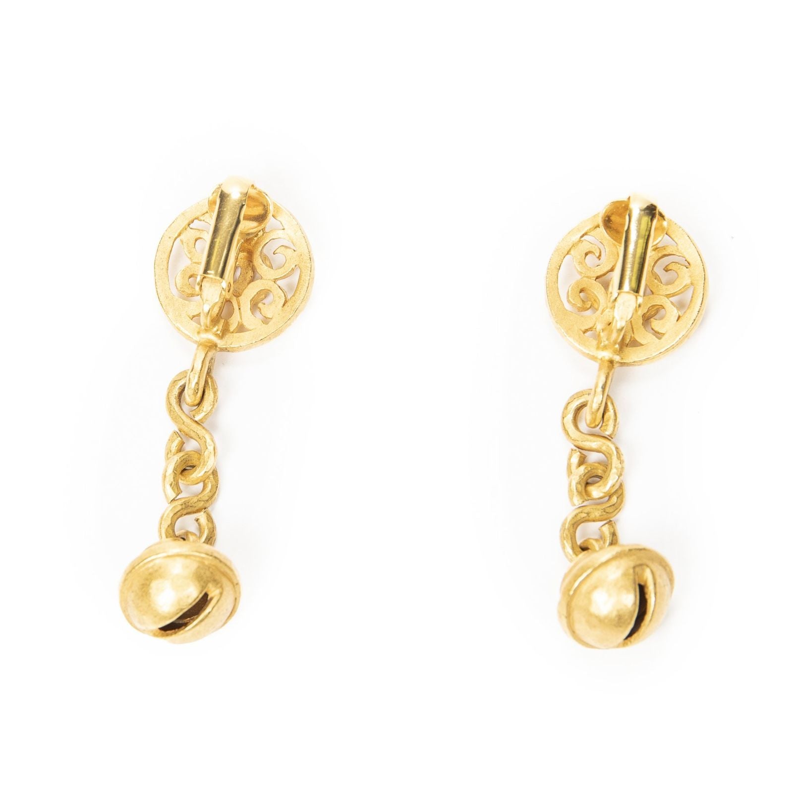 Chanel CC Bell Dangle Clip on Earrings Gold Plated — view 2