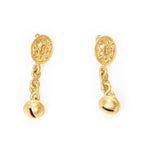 Chanel CC Bell Dangle Clip on Earrings Gold Plated