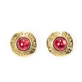 Chanel CC Logo Clip Type Earrings Red Gold Plated