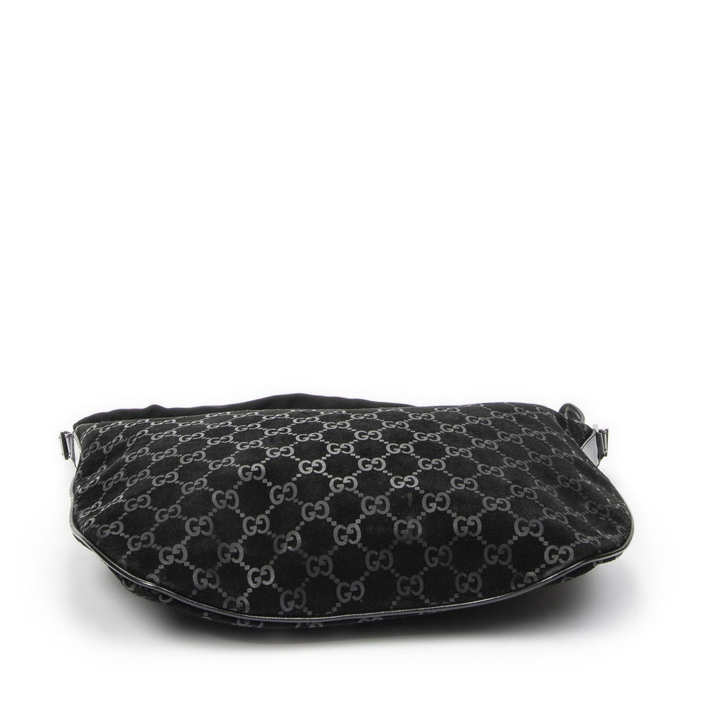 Gucci Half Moon Hobo Black GG Suede Leather — view 6