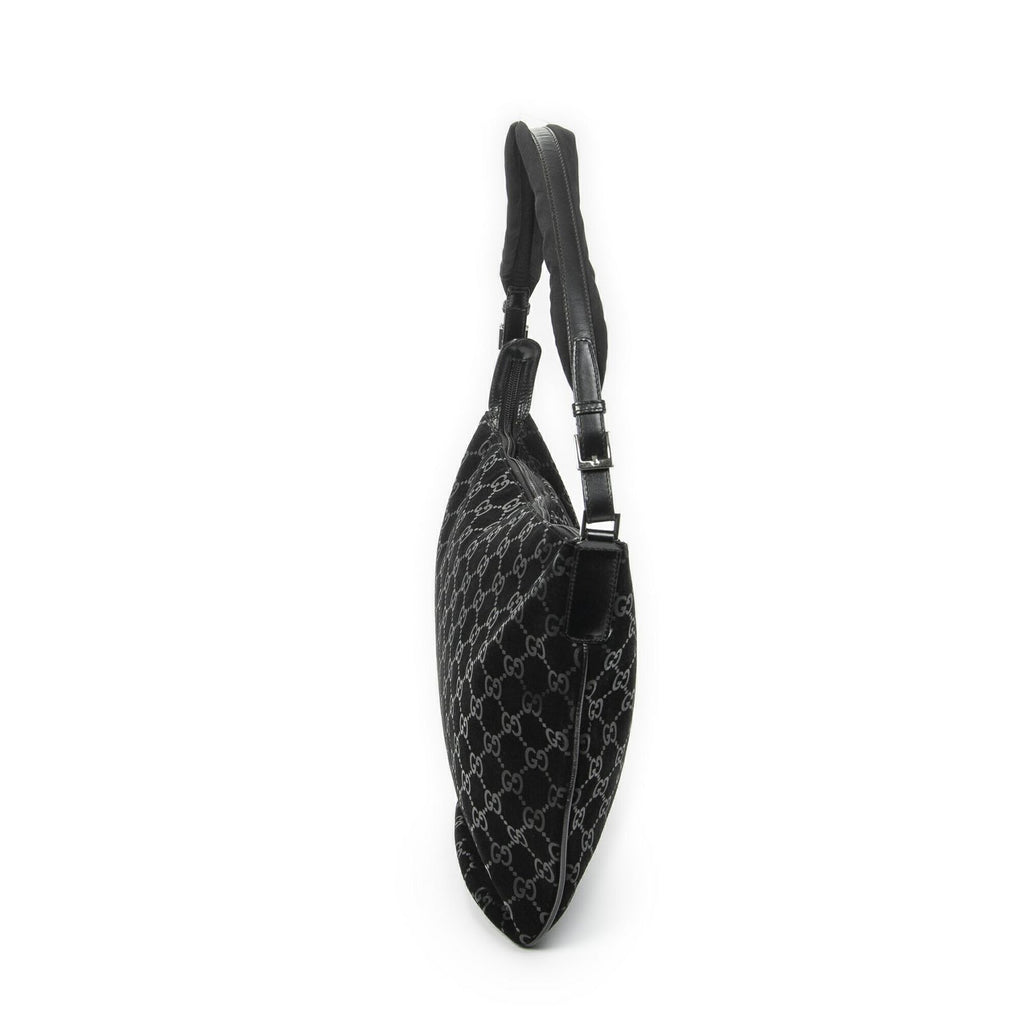 Gucci Half Moon Hobo Black GG Suede Leather — view 3