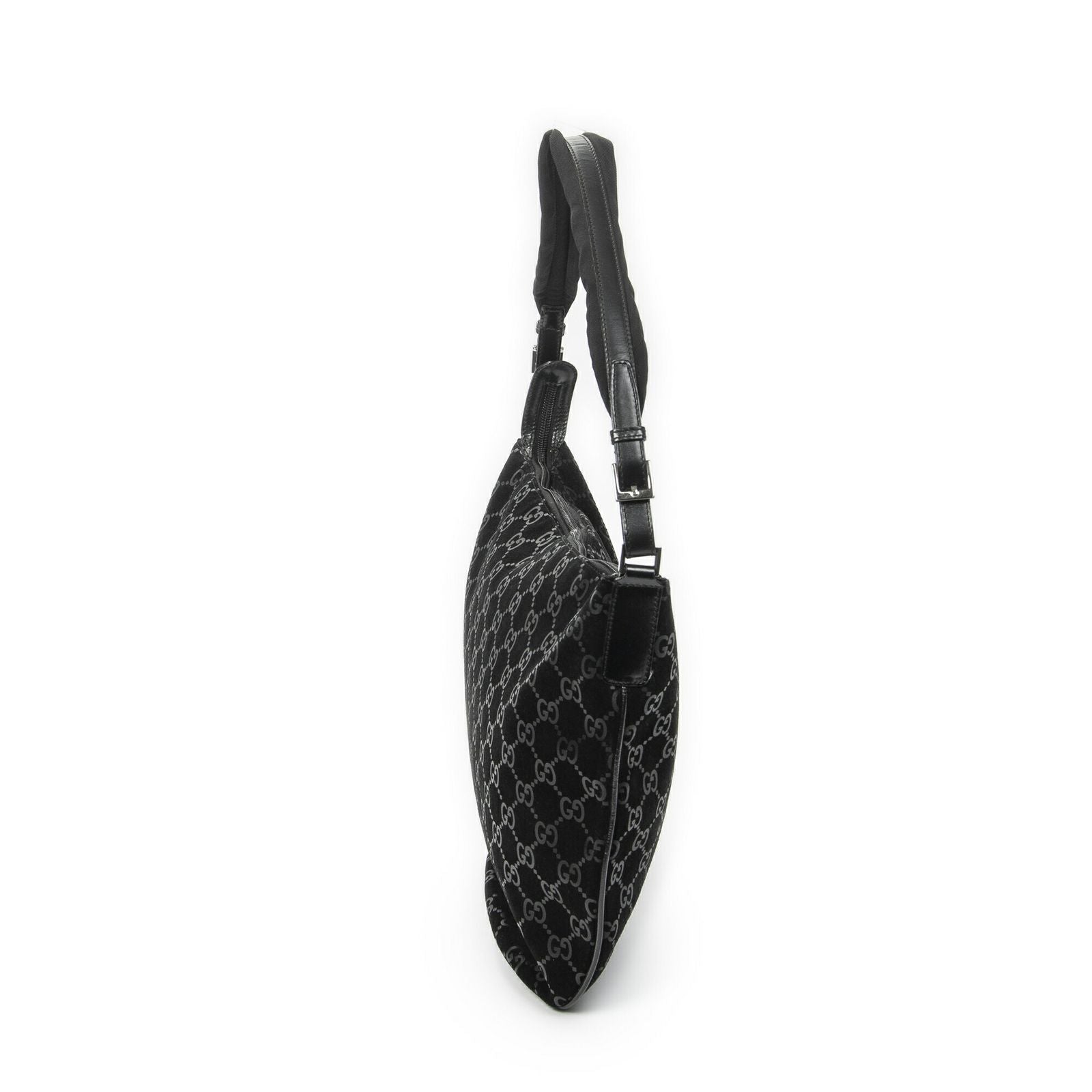 Gucci Half Moon Hobo Black GG Suede Leather — view 3