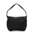Gucci Half Moon Hobo Black GG Suede Leather