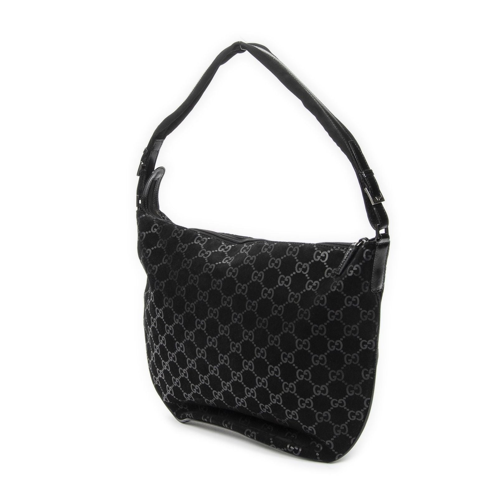 Gucci Half Moon Hobo Black GG Suede Leather — view 2