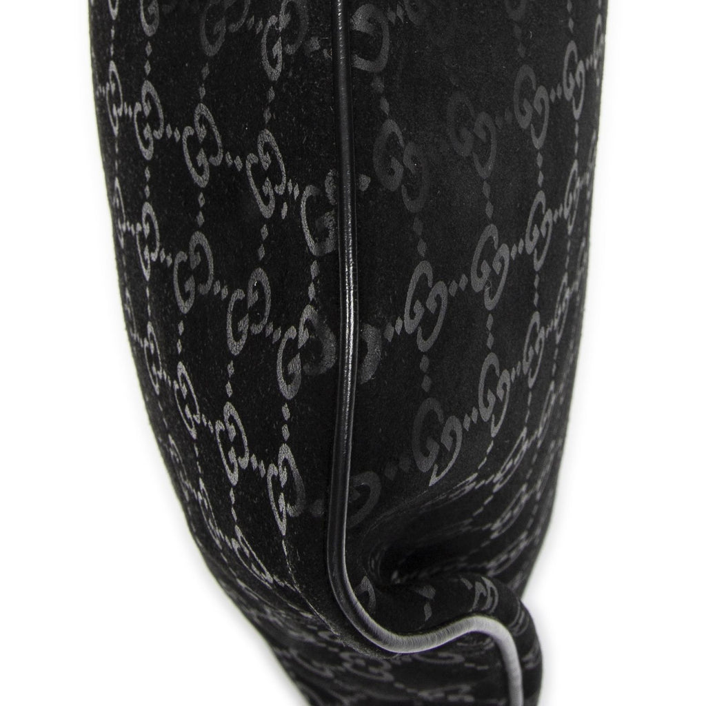Gucci Half Moon Hobo Black GG Suede Leather — view 8
