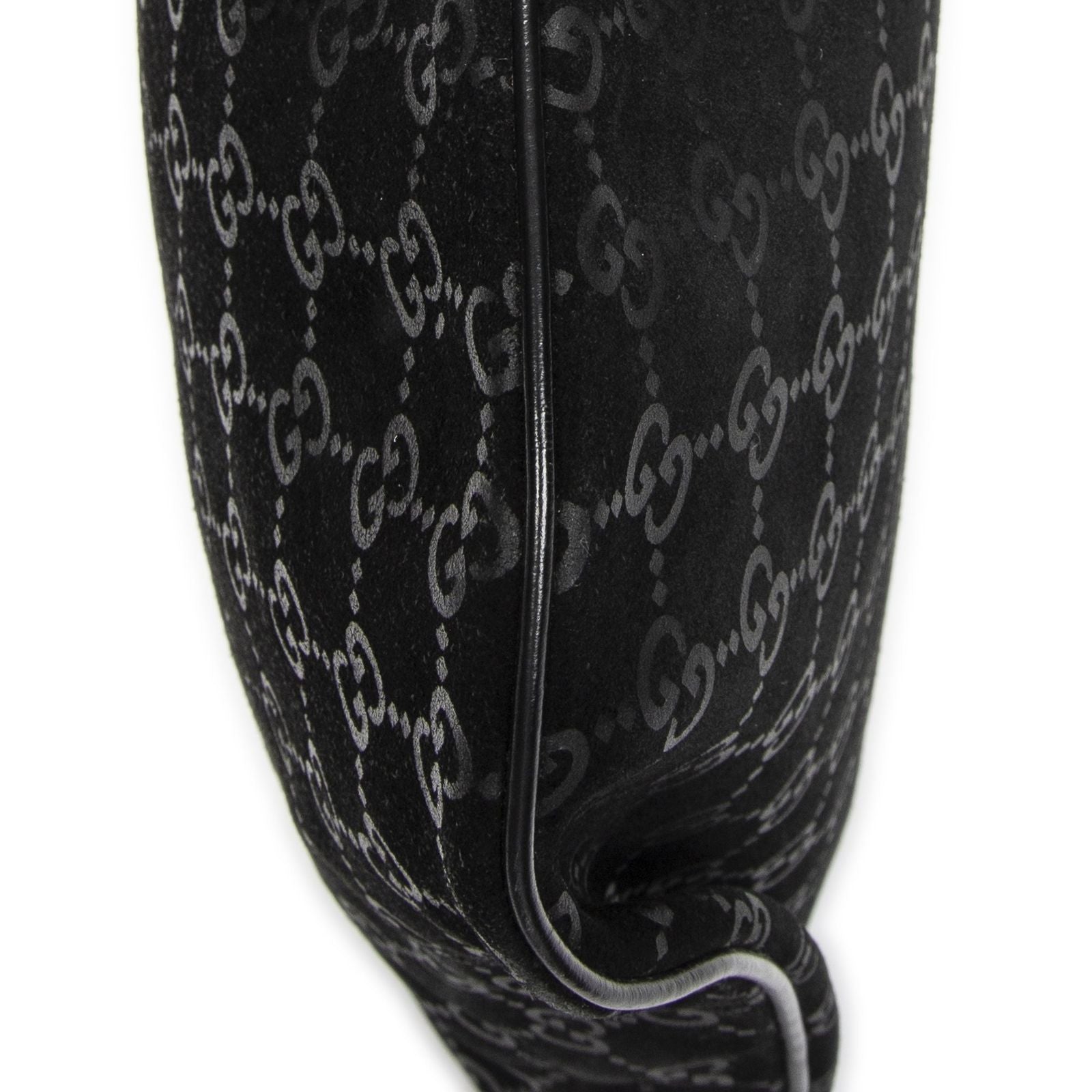 Gucci Half Moon Hobo Black GG Suede Leather — view 8
