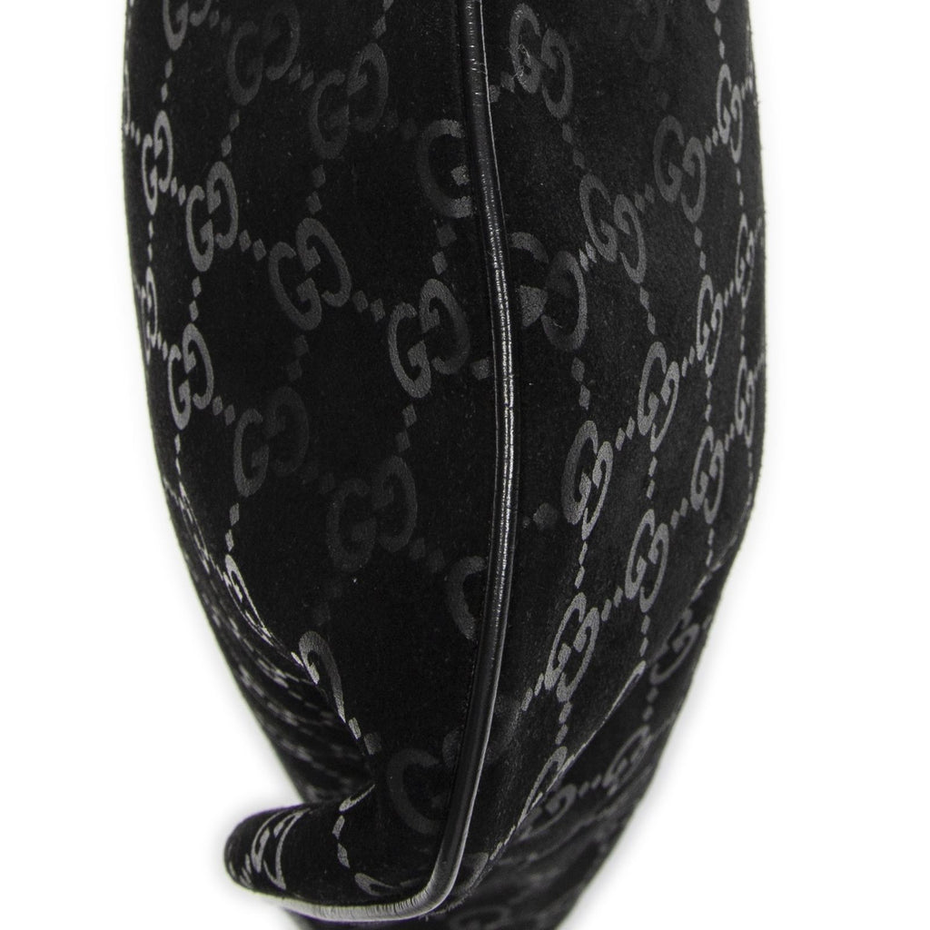 Gucci Half Moon Hobo Black GG Suede Leather — view 7