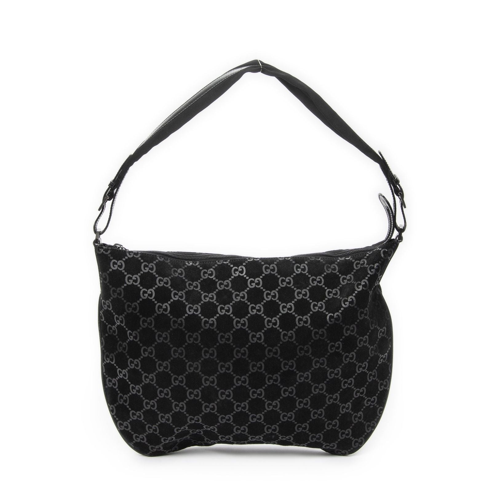 Gucci Half Moon Hobo Black GG Suede Leather — view 5
