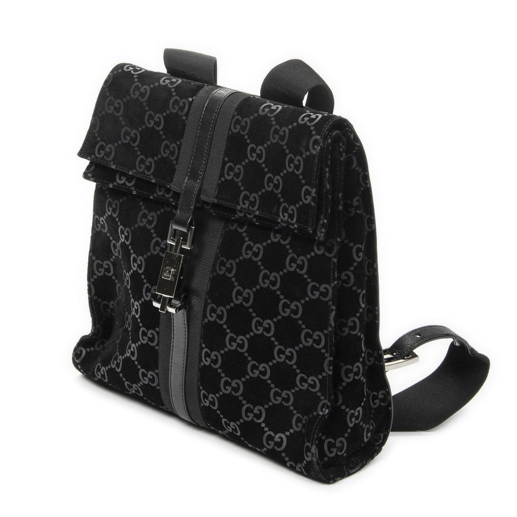 Gucci Jackie Backpack Black GG Suede Leather — view 2