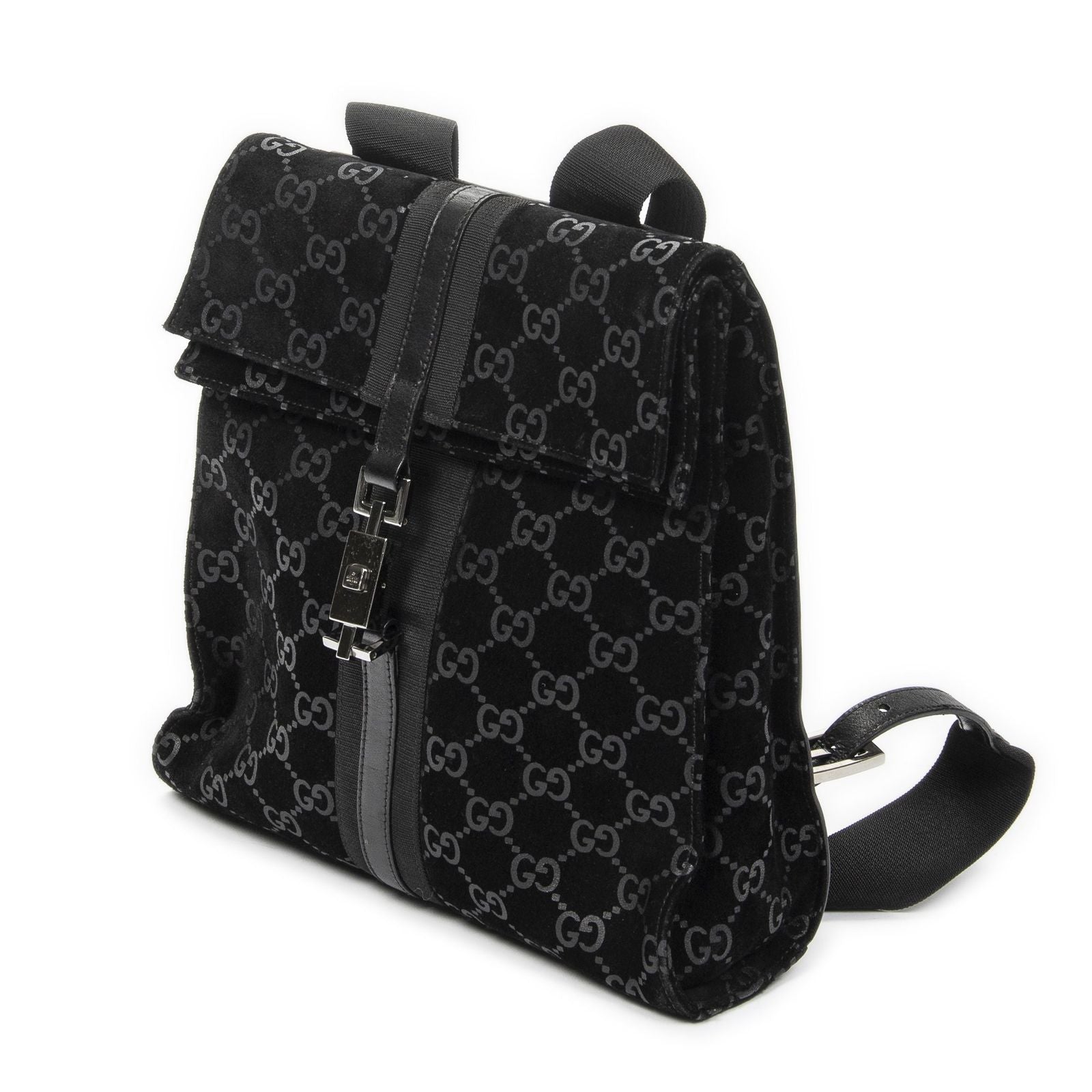 Gucci Jackie Backpack Black GG Suede Leather — view 2