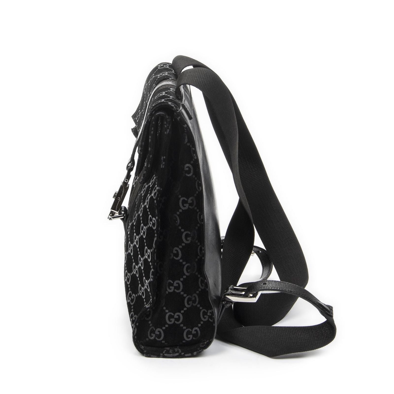 Gucci Jackie Backpack Black GG Suede Leather — view 3
