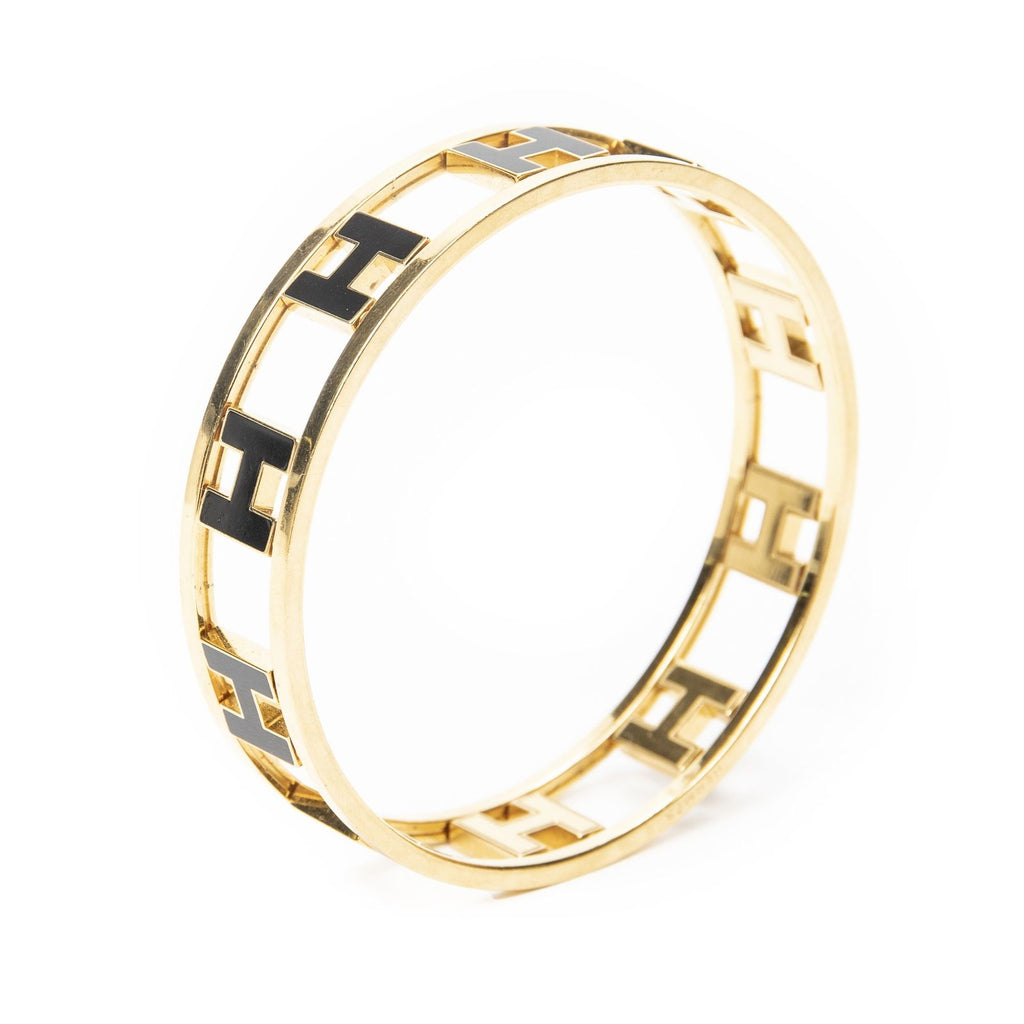 Hermes Rondo Ash Bangle Gold Black Plated Bracelet