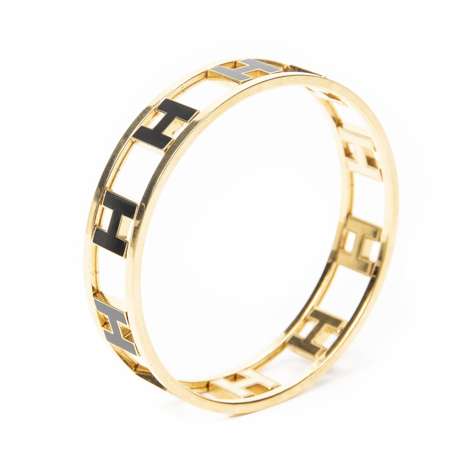 Hermes Rondo Ash Bangle Gold Black Plated Bracelet