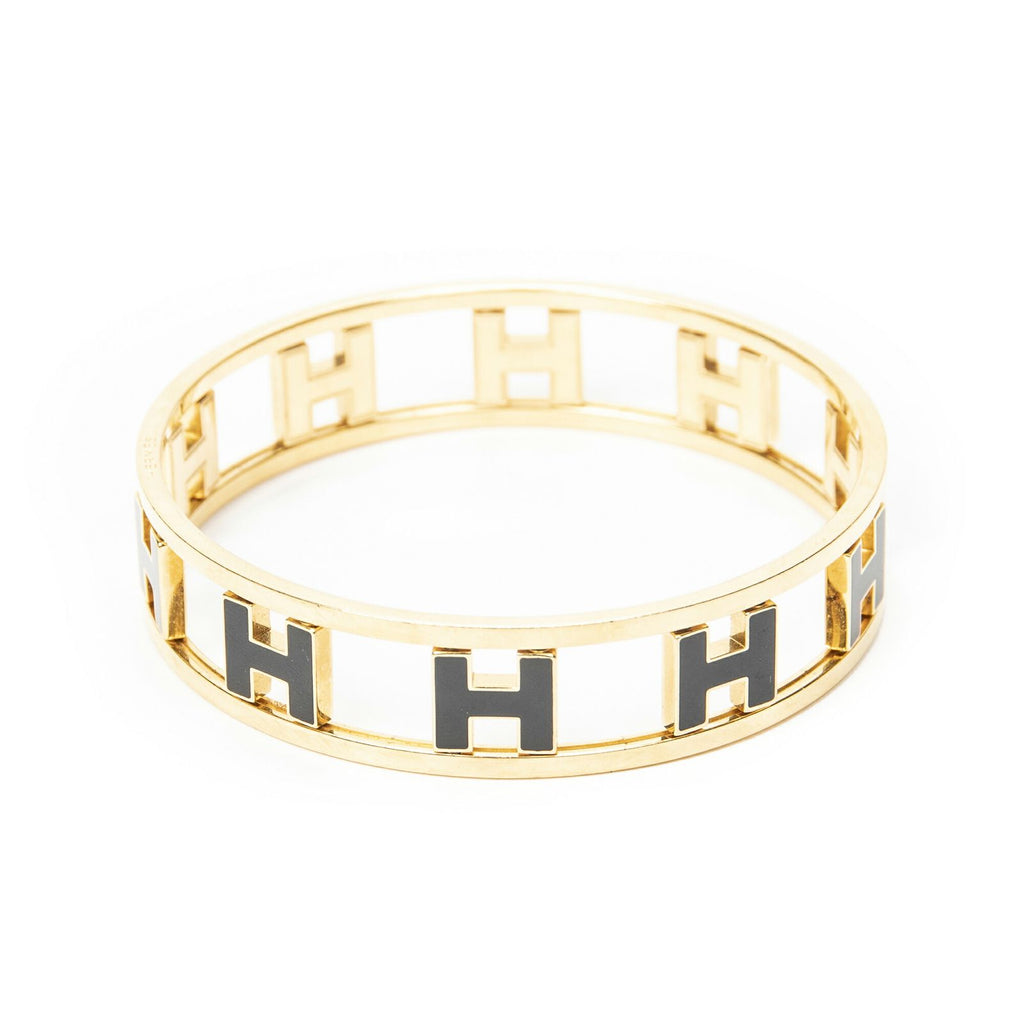 Hermes Rondo Ash Bangle Gold Black Plated Bracelet — view 3