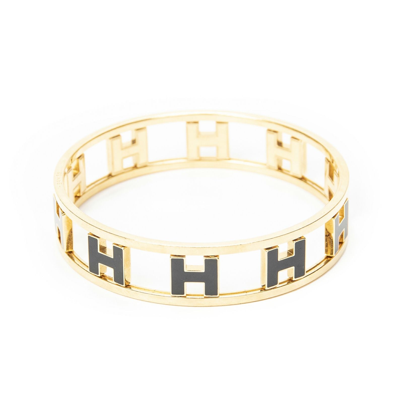Hermes Rondo Ash Bangle Gold Black Plated Bracelet — view 3