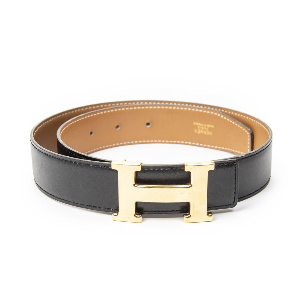 Hermes Constance Belt 32 Black Brown Box Leather — view 2