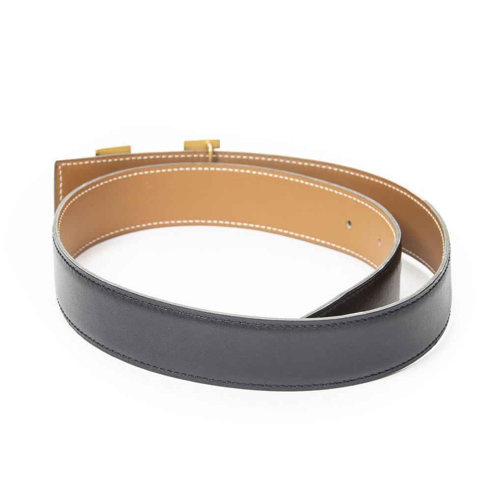 Hermes Constance Belt 32 Navy Brown Box Leather — view 3