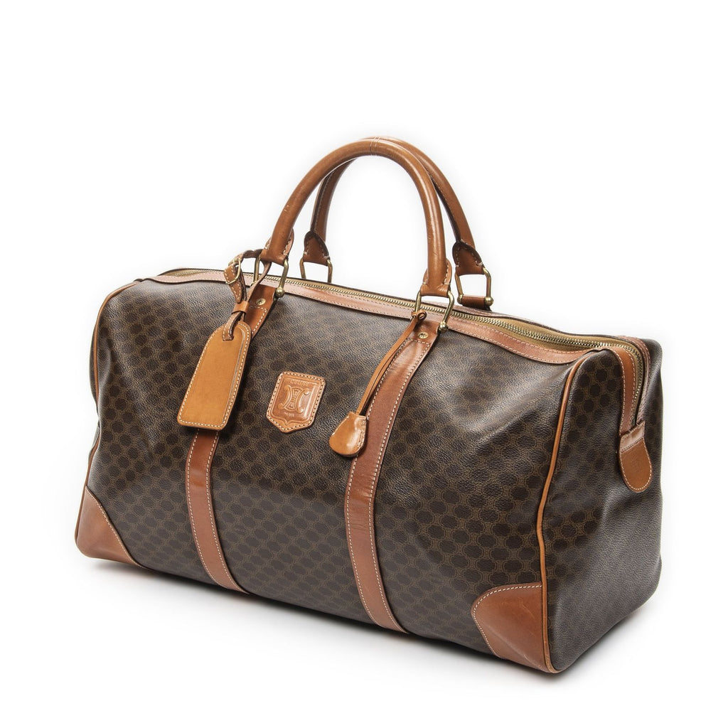 Celine Vintage Travel Boston Brown Macadam Canvas Shoulder — view 2