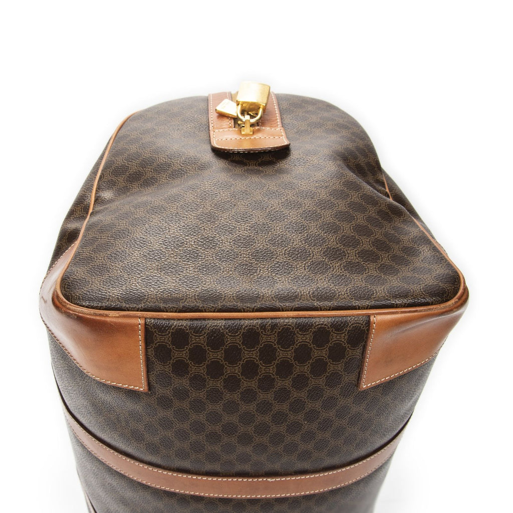 Celine Vintage Travel Boston Brown Macadam Canvas Shoulder — view 7